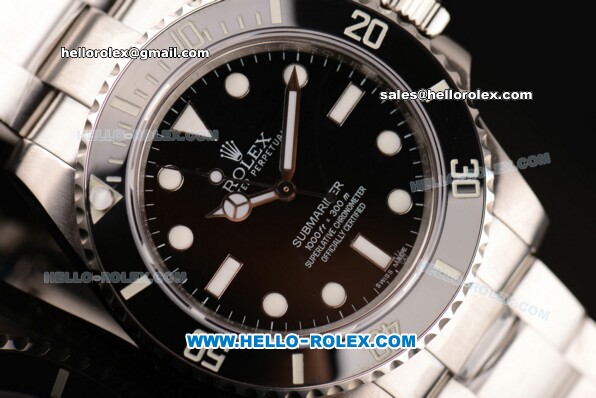 Rolex Submariner Rolex 3135 Automatic Steel Case/Strap with Ceramic Bezel and Black Dial - Click Image to Close
